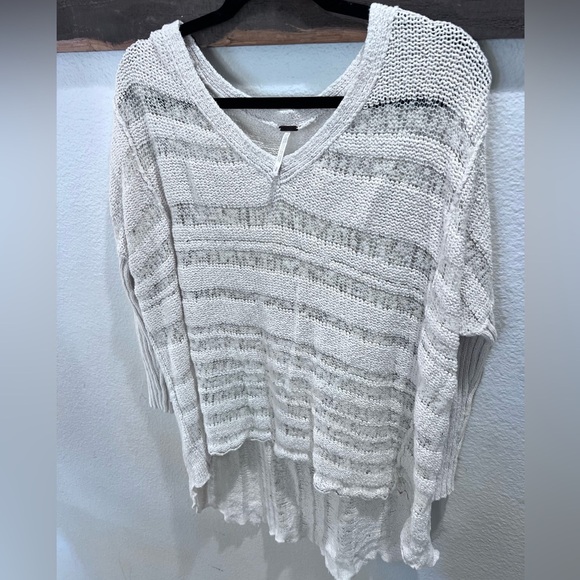 Free People Sweater Womens knit Cream White long sleeve sweater EUC Sz Small - Picture 4 of 5